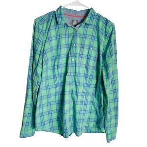 Gaastra Nautical Supplies Shirt Womens XL Green Blue Plaid‎ Long Sleeve